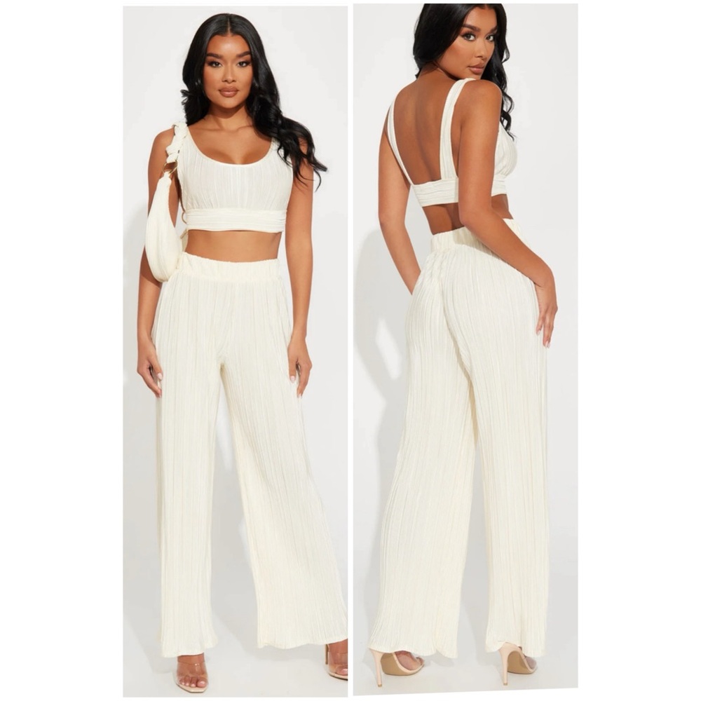 Fashion Nova come get me off white tank and pants set